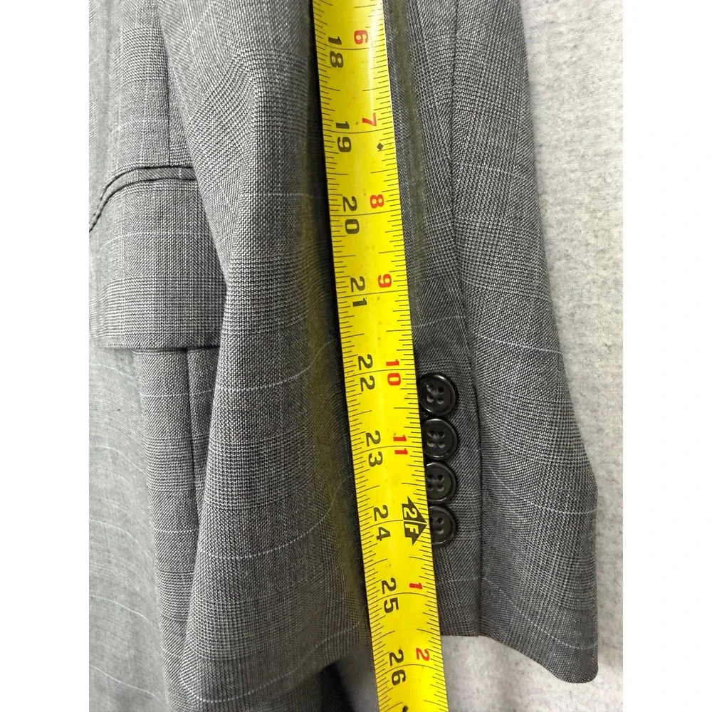Hickey‎ Freeman Nordstrom Mens Grey Glen Plaid Worsted Wool Suit 44 Long Madison